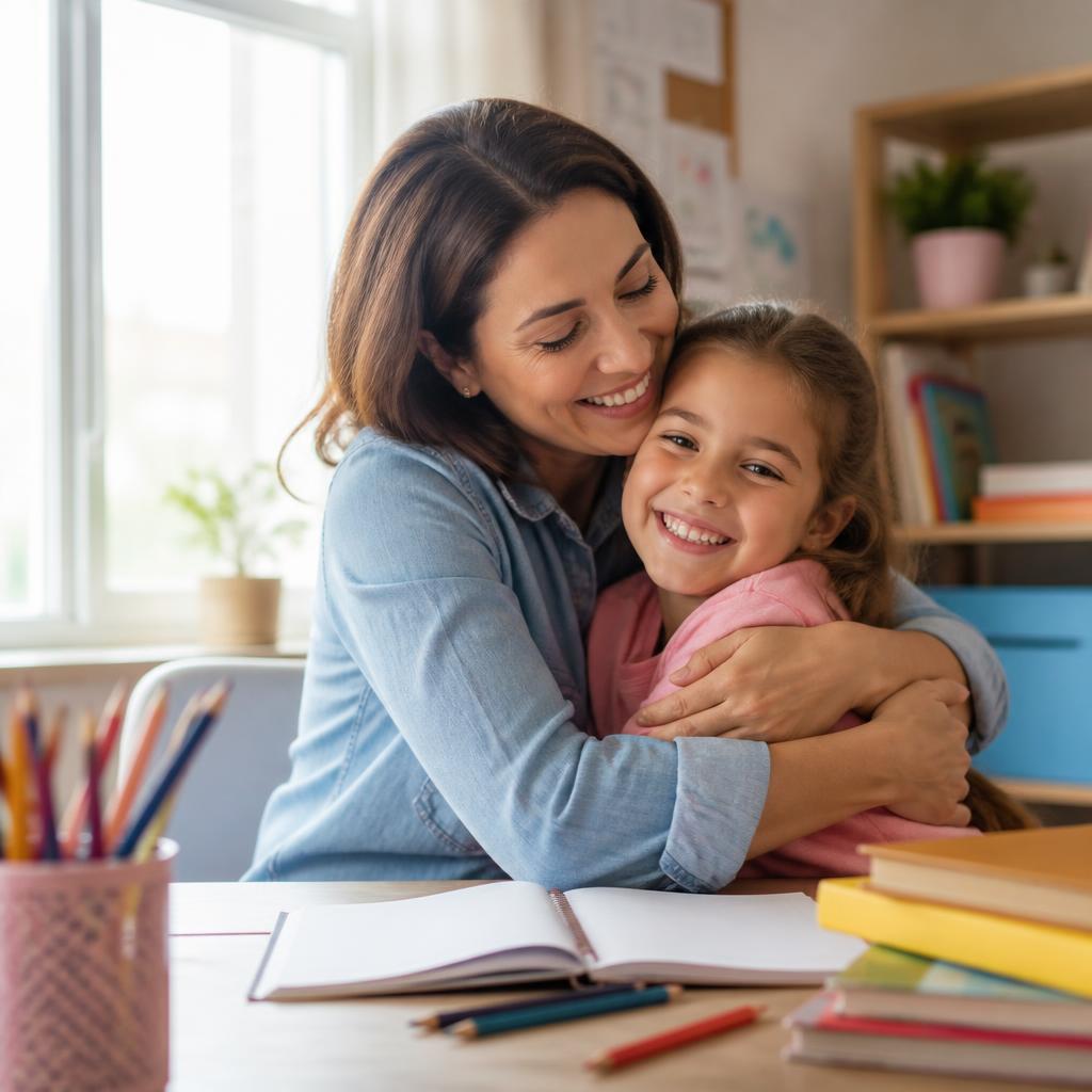 A parent and student reviewing a progress report together